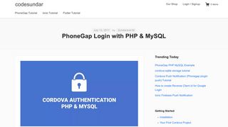 Phonegap Login System using PHP & MySQL / Cordova - Example