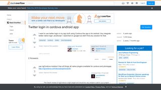 Twitter login in cordova android app - Stack Overflow