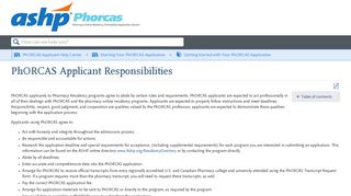 PhORCAS Applicant Responsibilities - Liaison International