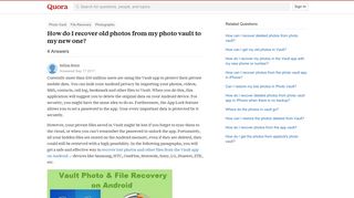 How to recover old photos from my photo vault to my new one - Quora