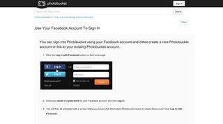 Use Your Facebook Account to Sign In – Photobucket Support