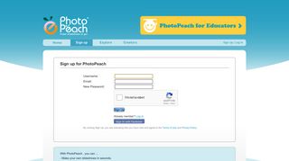 PhotoPeach - Sign Up