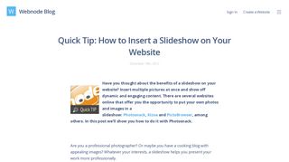 Quick Tip: How to Insert a Slideshow on Your Website – Webnode ...