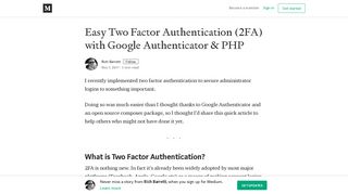 Easy Two Factor Authentication (2FA) with Google Authenticator & PHP