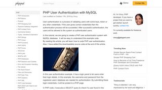 PHP User Authentication with MySQL - Phppot