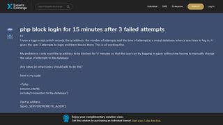 [SOLUTION] php block login for 15 minutes after 3 failed attempts