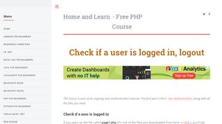 php tutorials: check if a user is logged in, logout - Home and Learn
