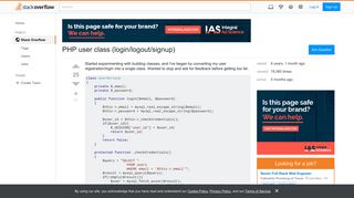 PHP user class (login/logout/signup) - Stack Overflow
