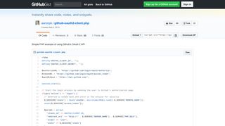 Simple PHP example of using Github's OAuth 2 API · GitHub
