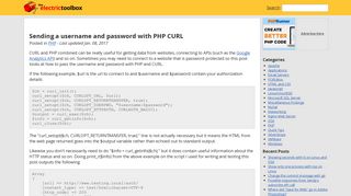 Sending a username and password with PHP CURL - Electric Toolbox