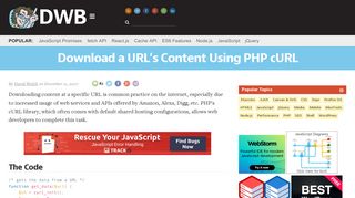Download a URL's Content Using PHP CURL - David Walsh Blog