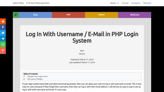 Log In With Username / E-Mail in PHP Login System - Subin's Blog