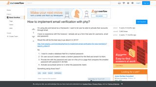 How to implement email verification with php? - Stack Overflow