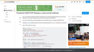 Facebook SDK PHP Display a users email address - Stack Overflow