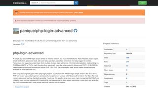 panique/php-login-advanced - Libraries.io