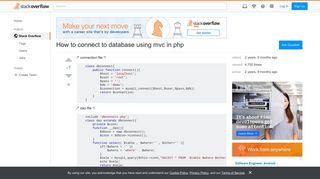 How to connect to database using mvc in php - Stack Overflow
