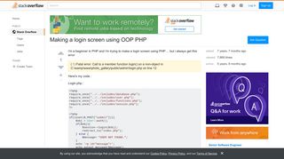 Making a login screen using OOP PHP - Stack Overflow