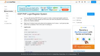 OOP PHP Login/Register System - Stack Overflow