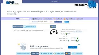 PGSQL_Login: This is a PHP/PostgreSQL 'Login' class, to control ...