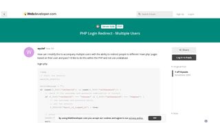 PHP Login Redirect - Multiple Users - WebDeveloper.com Forums