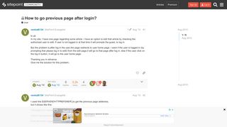 How to go previous page after login? - PHP - The SitePoint Forums