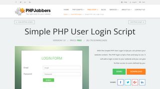 Simple PHP Login Script | Free User Login Script | PHPjabbers