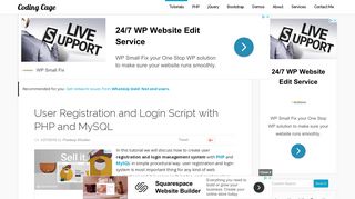 User Registration and Login Script with PHP and MySQL | Coding Cage