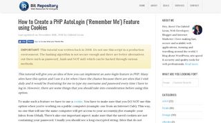 How to Create a PHP AutoLogin ('Remember Me') Feature using ...