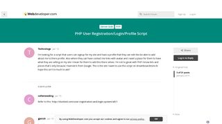 PHP User Registration/Login/Profile Script - WebDeveloper.com Forums