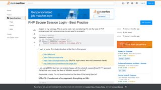 PHP Secure Session Login - Best Practice - Stack Overflow