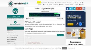PHP Login Example - Tutorialspoint