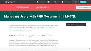 Managing Users with PHP Sessions and MySQL — SitePoint