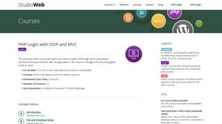 PHP Login with OOP and MVC Course | StudioWeb