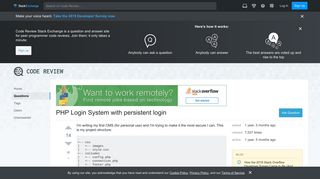 mvc - PHP Login System with persistent login - Code Review Stack ...