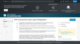 PHP Framework for User Login & Registration - Software ...