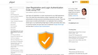 User Registration and Login Authentication Code using PHP - Phppot