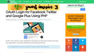 OAuth Login for Facebook Twitter and Google Plus Using PHP