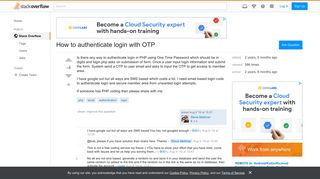 How to authenticate login with OTP - Stack Overflow