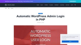 Automatic Wordpress Admin Login in PHP - WPExplorer