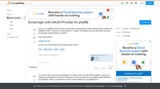 Social login with OAuth Provider for phpBB - Stack Overflow
