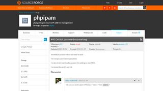 phpipam / Bugs / #40 Default password not working - SourceForge