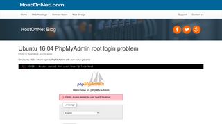Ubuntu 16.04 PhpMyAdmin root login problem | HostOnNet.com