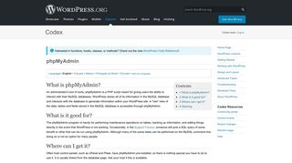 phpMyAdmin « WordPress Codex