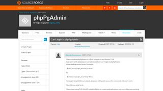 phpPgAdmin / Discussion / Help:Can't login in phpPgAdmin - SourceForge