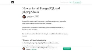 How to install PostgreSQL and phpPgAdmin – Deepak Aggarwal ...