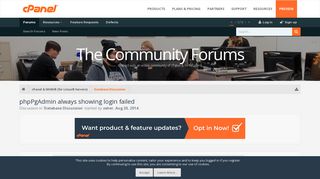 phpPgAdmin always showing login failed | cPanel Forums