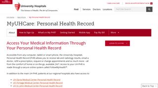 My Personal Health Record | MyUHCare | University Hospitals ...
