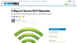 5 Ways to Secure Wi-Fi Networks | Network World