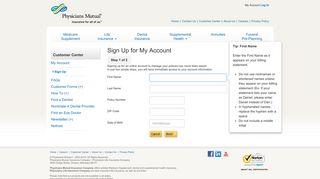 Sign up for online access to your account at Physicians Mutual