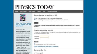 Physics Today: Sign in or Register